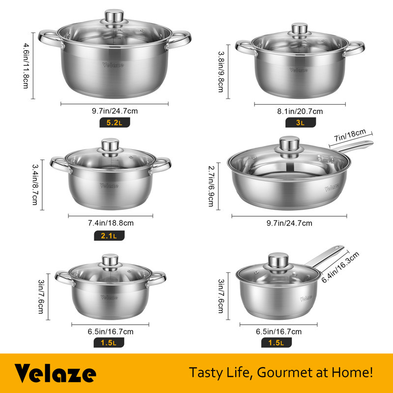 Velaze Motti 12 Piece NonStick Enameled Cast Iron Cookware Set